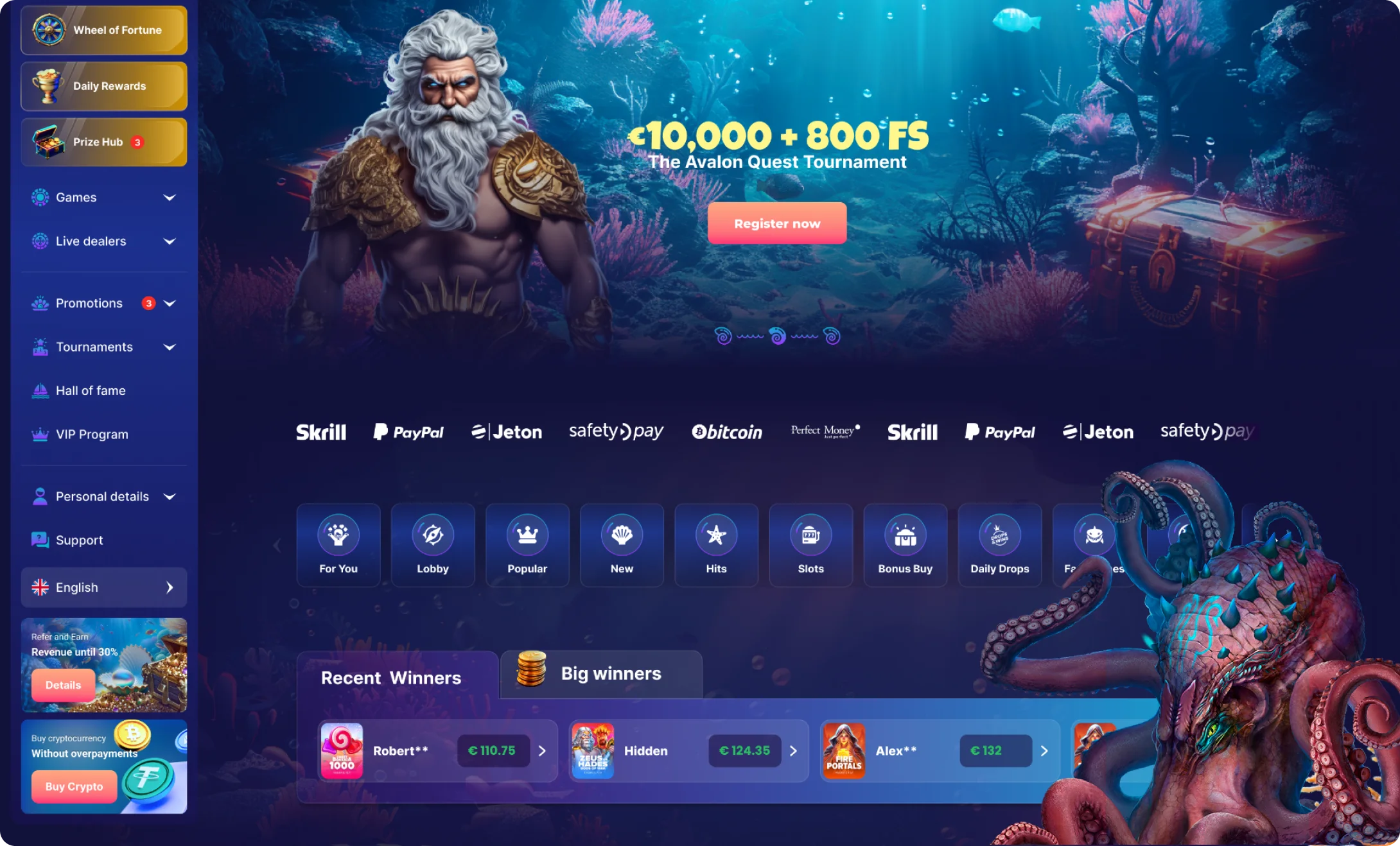 Triton Slots Webseite